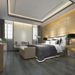 3d rendering luxury modern bedroom suite in hotel