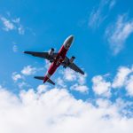 Airplane flying on blue sky