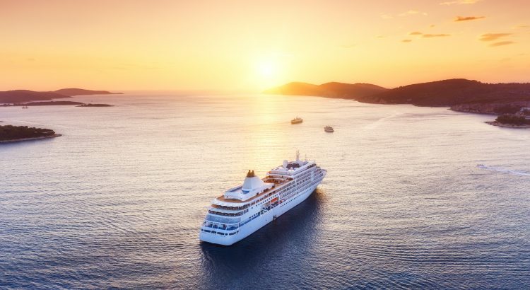 Cruise ship and sunset